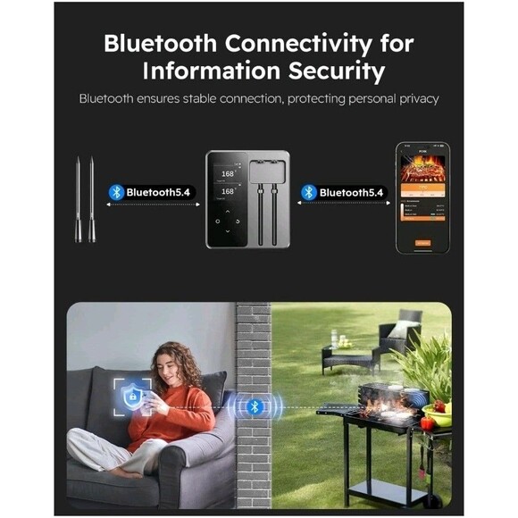 AYMDKI Wireless Meat Thermometer, Dual Probe, 600ft Range, App Control, IP67 - Picture 4 of 5